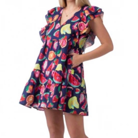 Crosby by Mollie Burch Holden Dress Fruit Print Size M - Picture 3 of 10